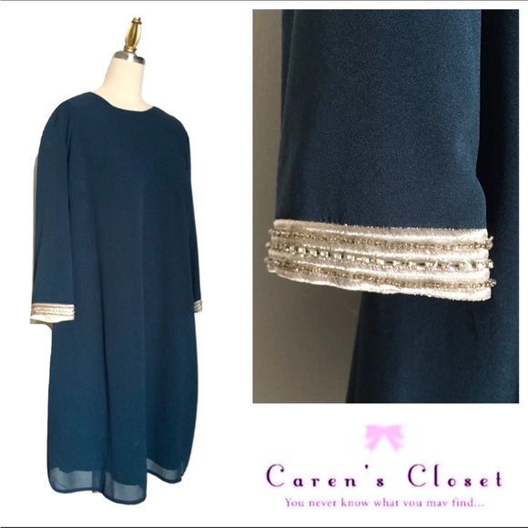 MM Couture Dresses & Skirts - NWT MM  Couture Teal Embellished Chiffon Dress